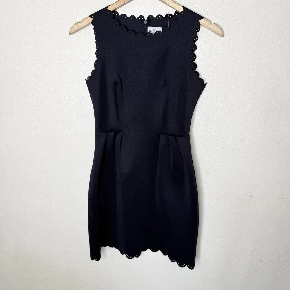 New Katherine Barclay Navy Blue‎ Scalloped Trim Preppy Dress Women's 2